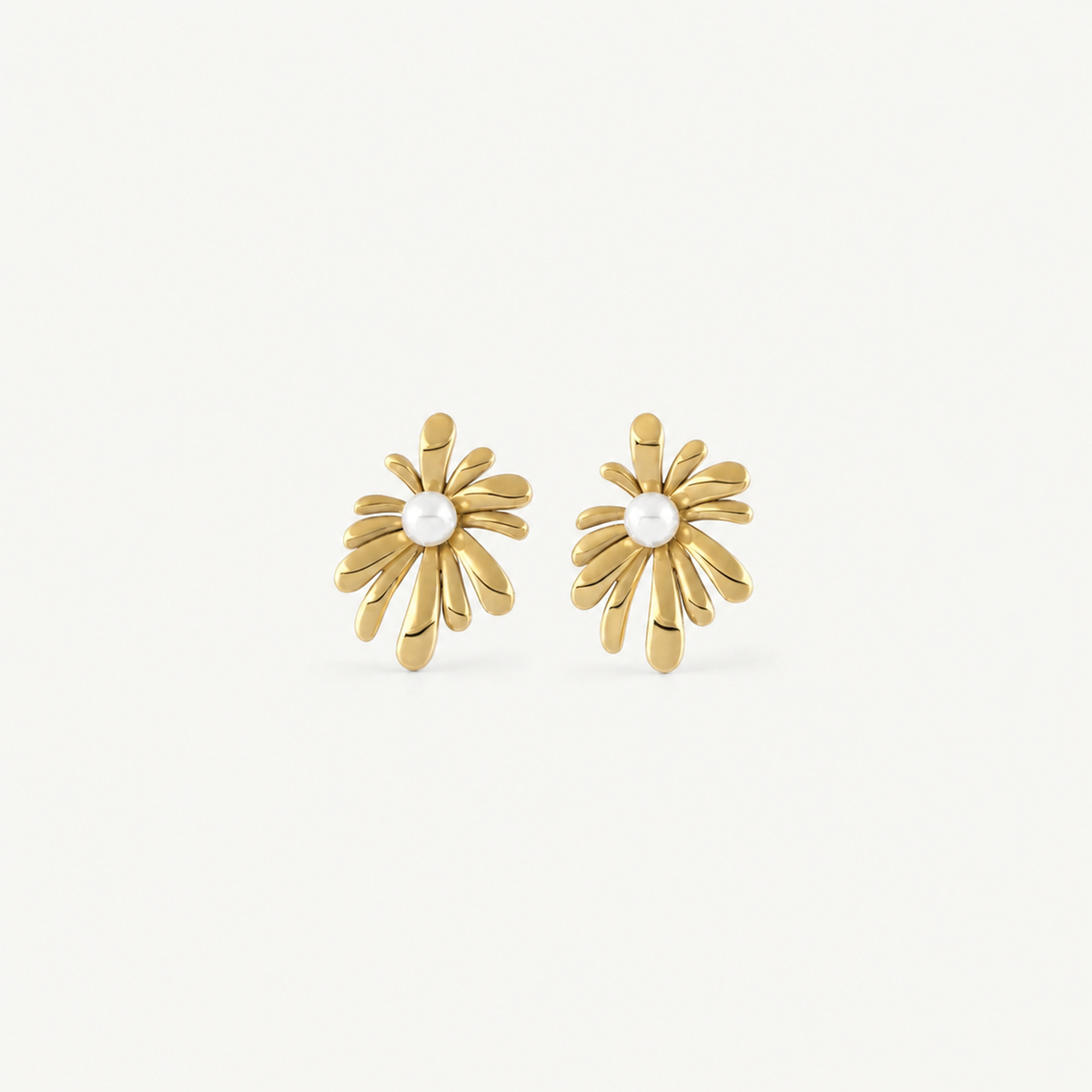 Sunburst Pearl Stud Earrings