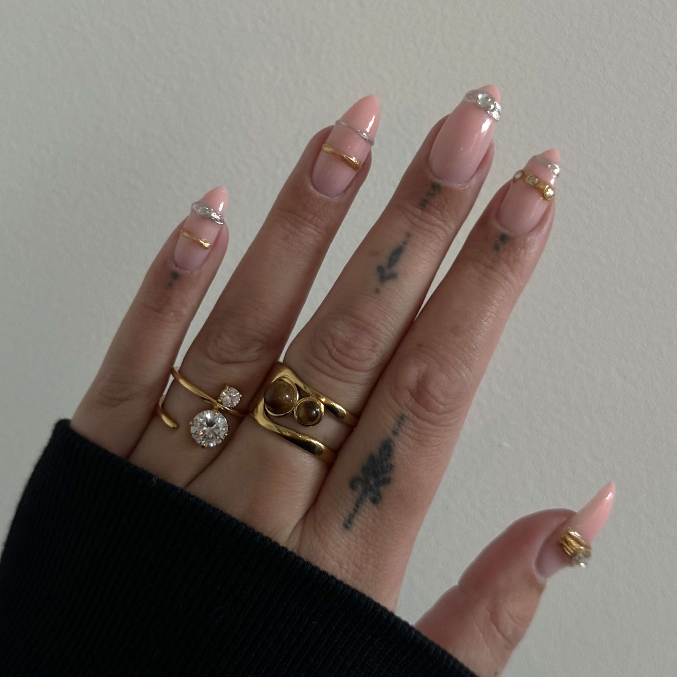 Duo Spark Wrap Ring, waterproof 18k gold-plated stainless steel