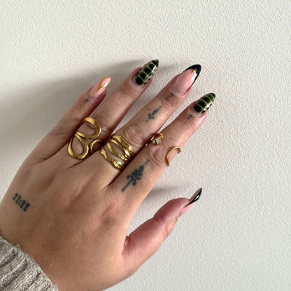 Vera Curve Twin Ring, waterproof 18k gold-plated stainless steel