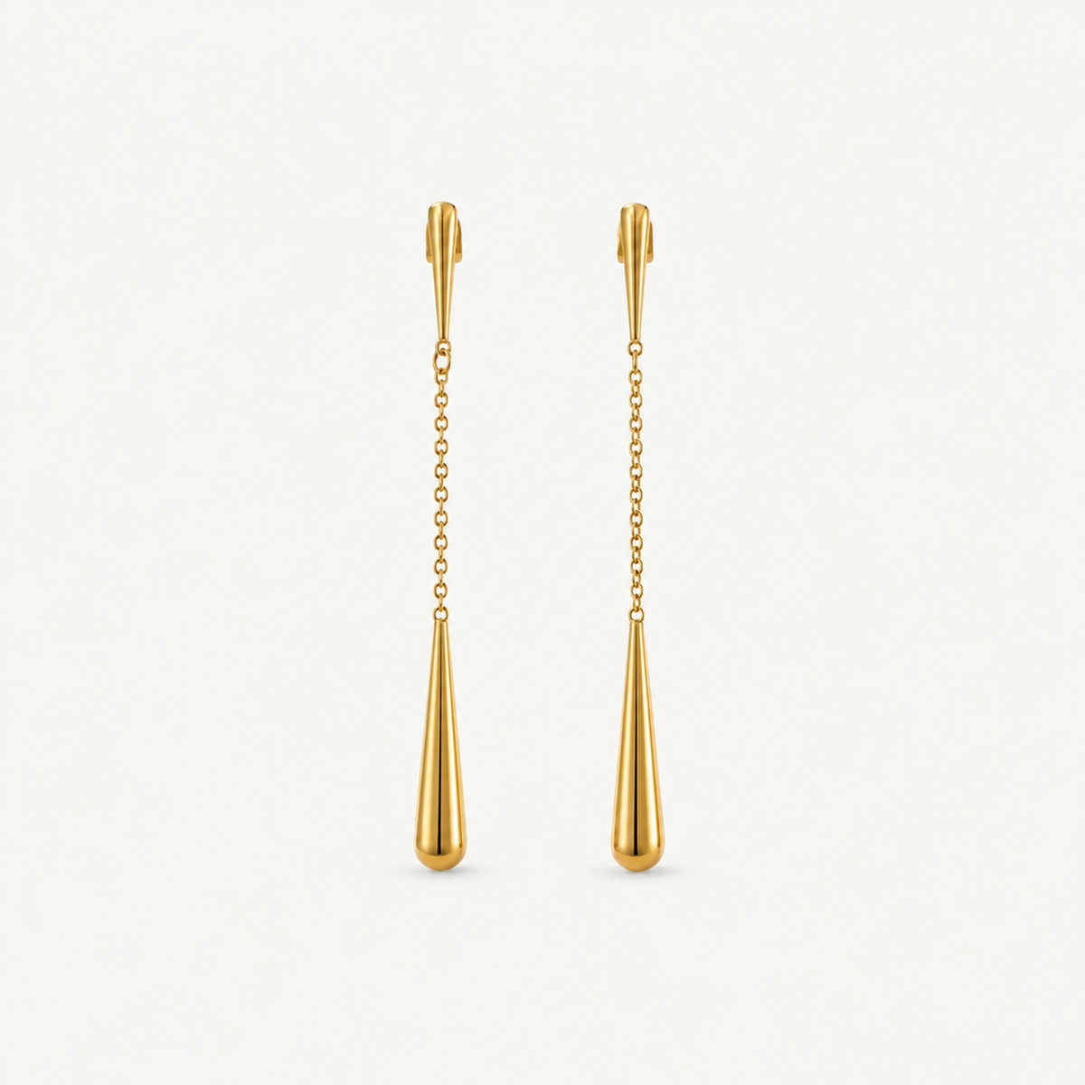Teardrop Dangle Chain Earrings - Waterproof Gold Earrings