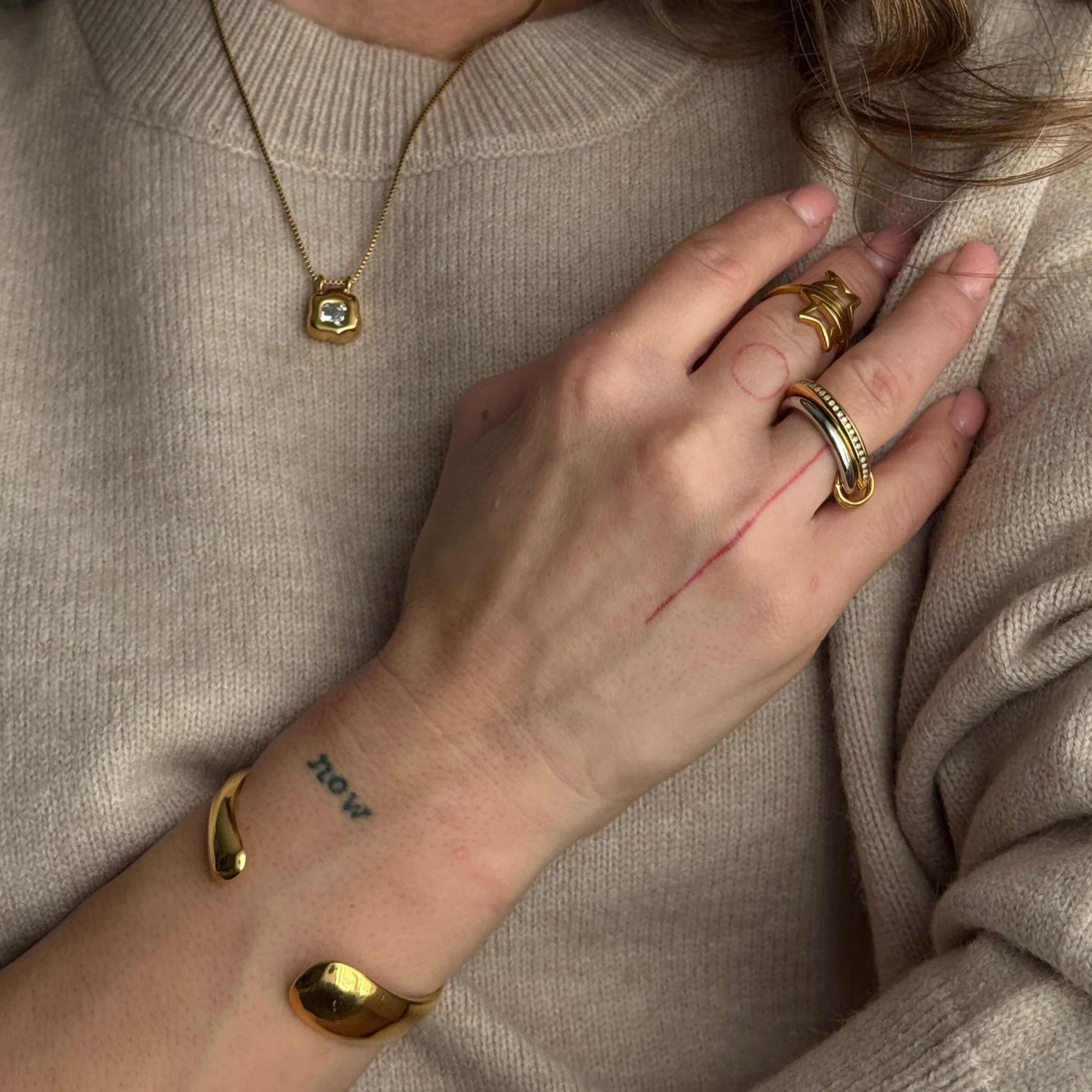 Celestial Star Wrap Ring, waterproof 18k gold-plated stainless steel