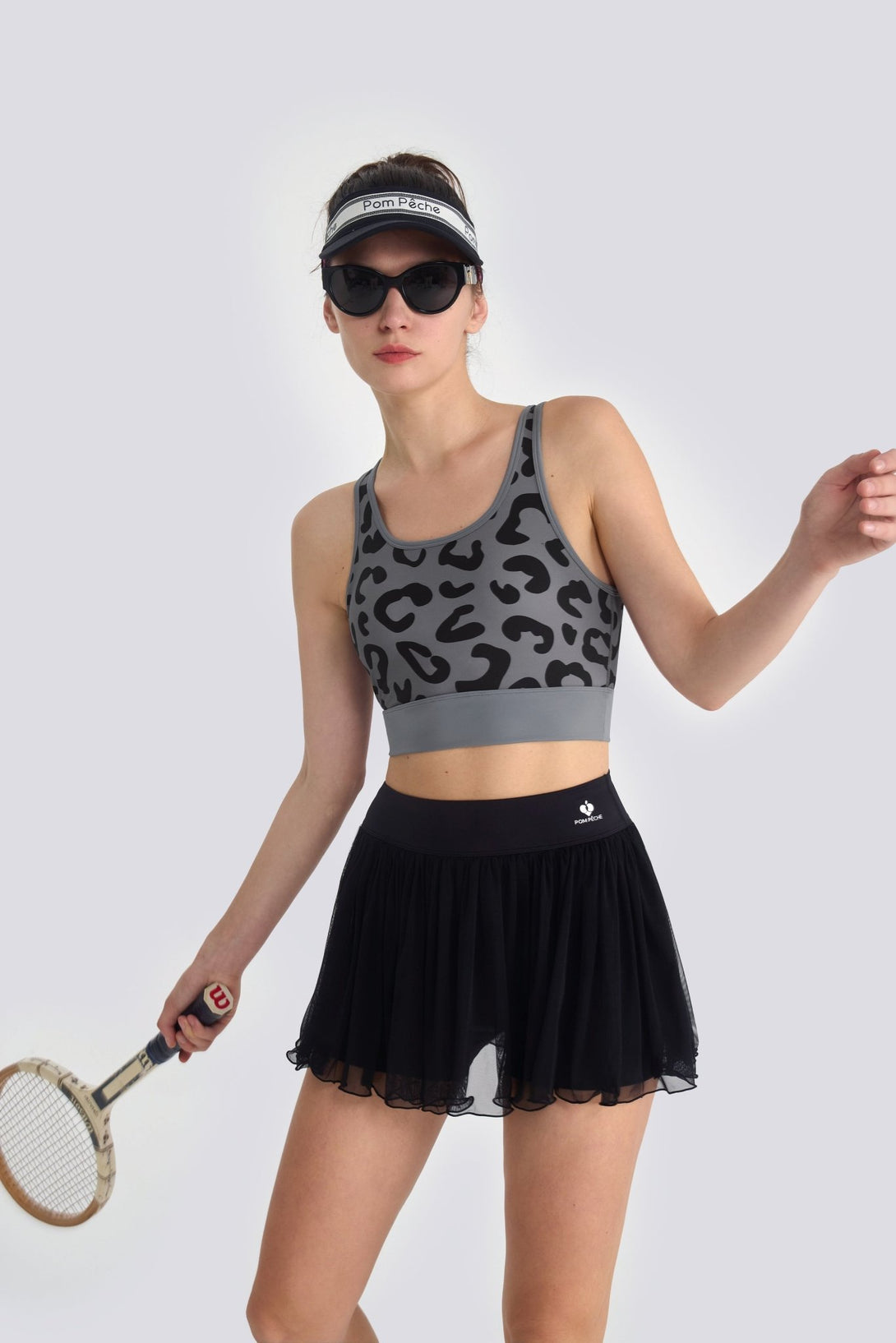 Teresa U Neck Cut Out Cropped Tank Gray Leopard - Pattern Top - Stylr