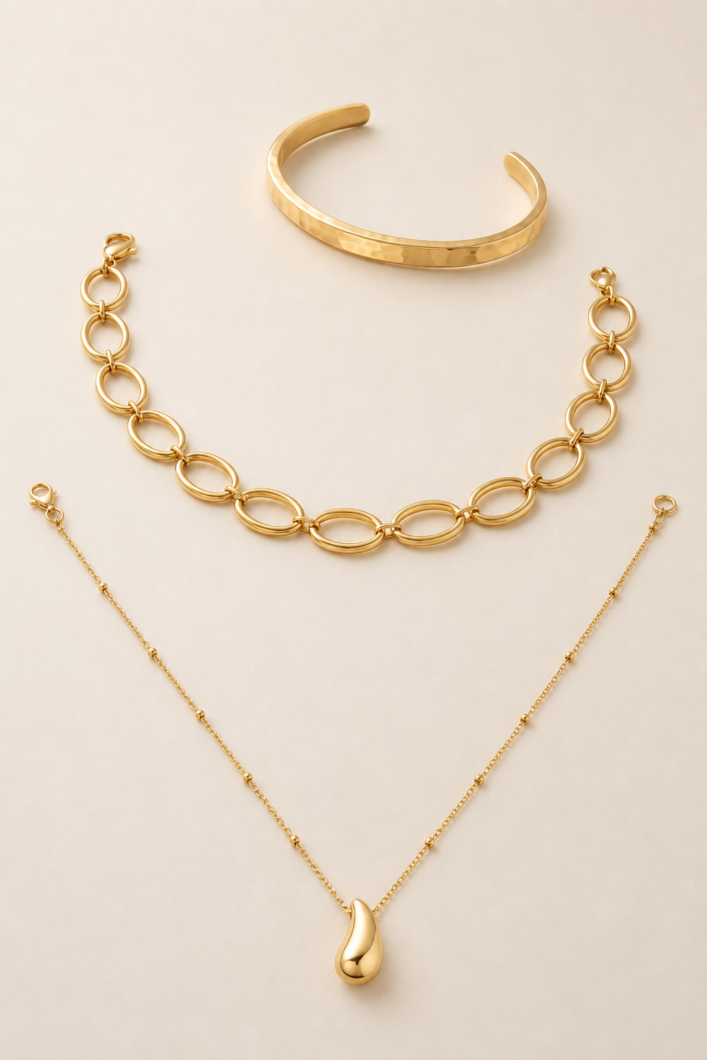 The Byline Set jewelry set — flat lay