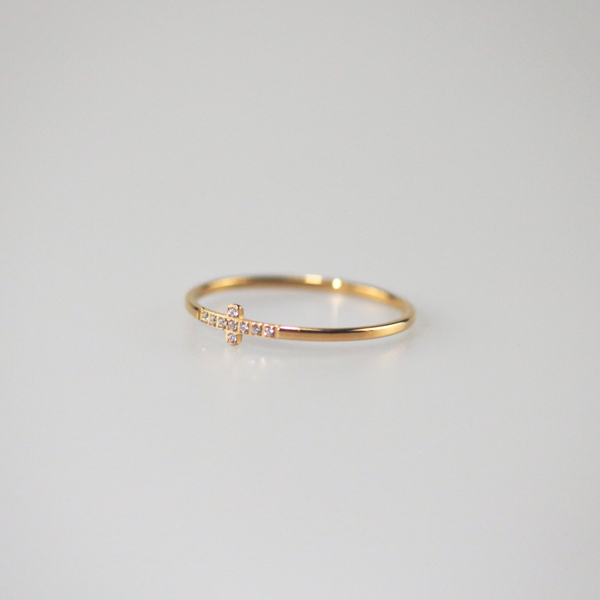 Thin Pave Cross Ring