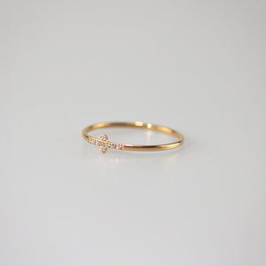 Meideya Jewelry Thin Pave Cross Ring
