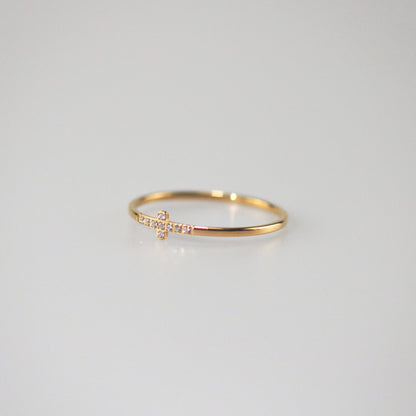 Thin Pave Cross Ring