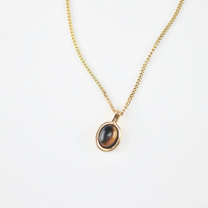 tiger's eye pendant necklace in stainless steel, waterproof necklace for women 