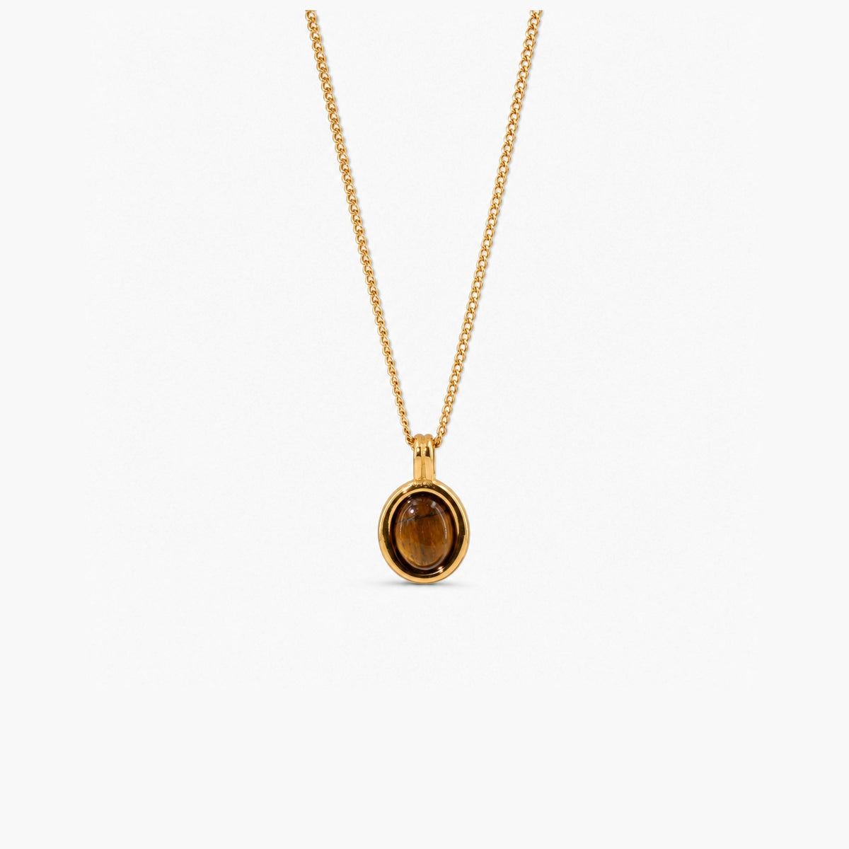 tiger's eye necklace in stainless steel, waterproof necklace for everyday wear