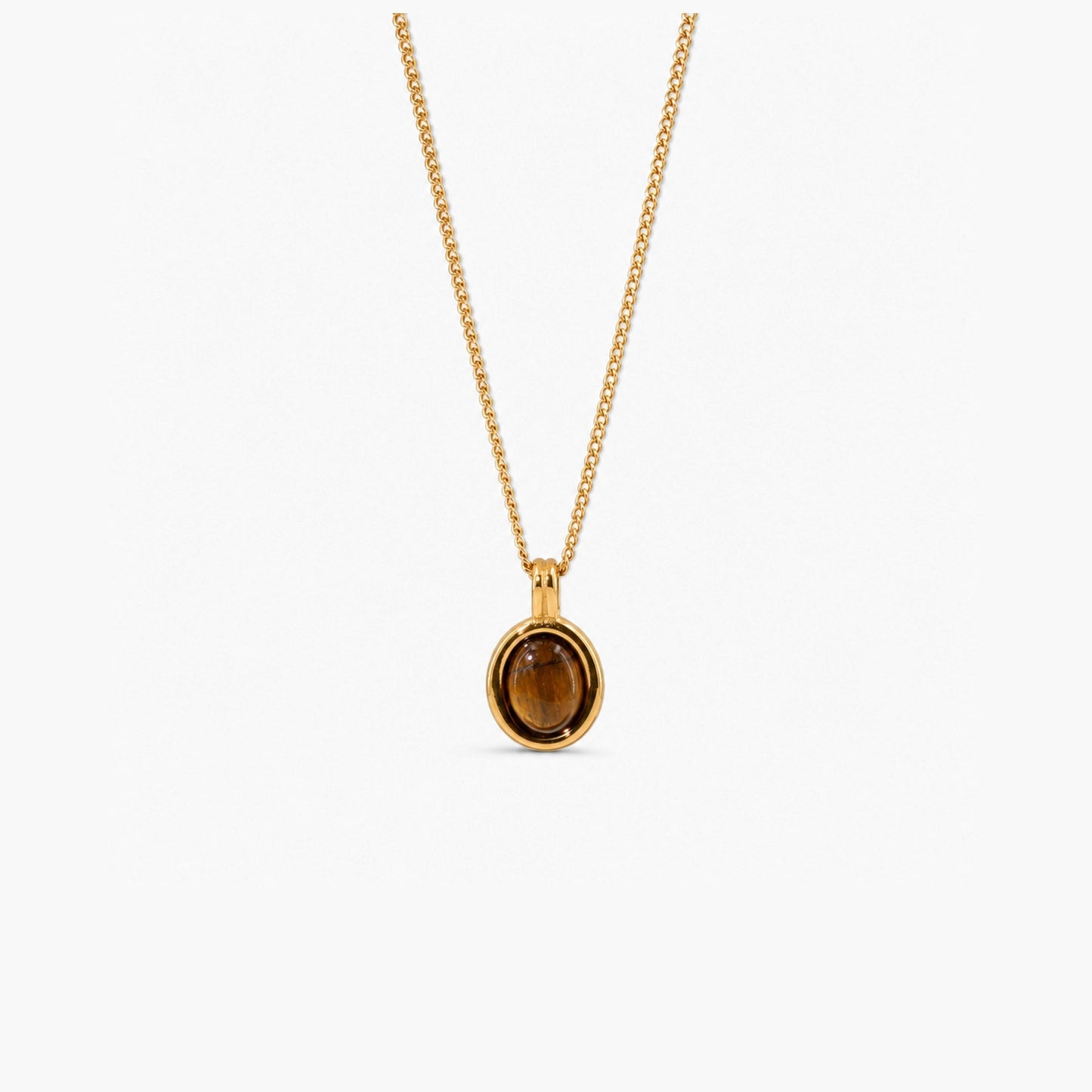 tiger's eye necklace in stainless steel, waterproof necklace for everyday wear