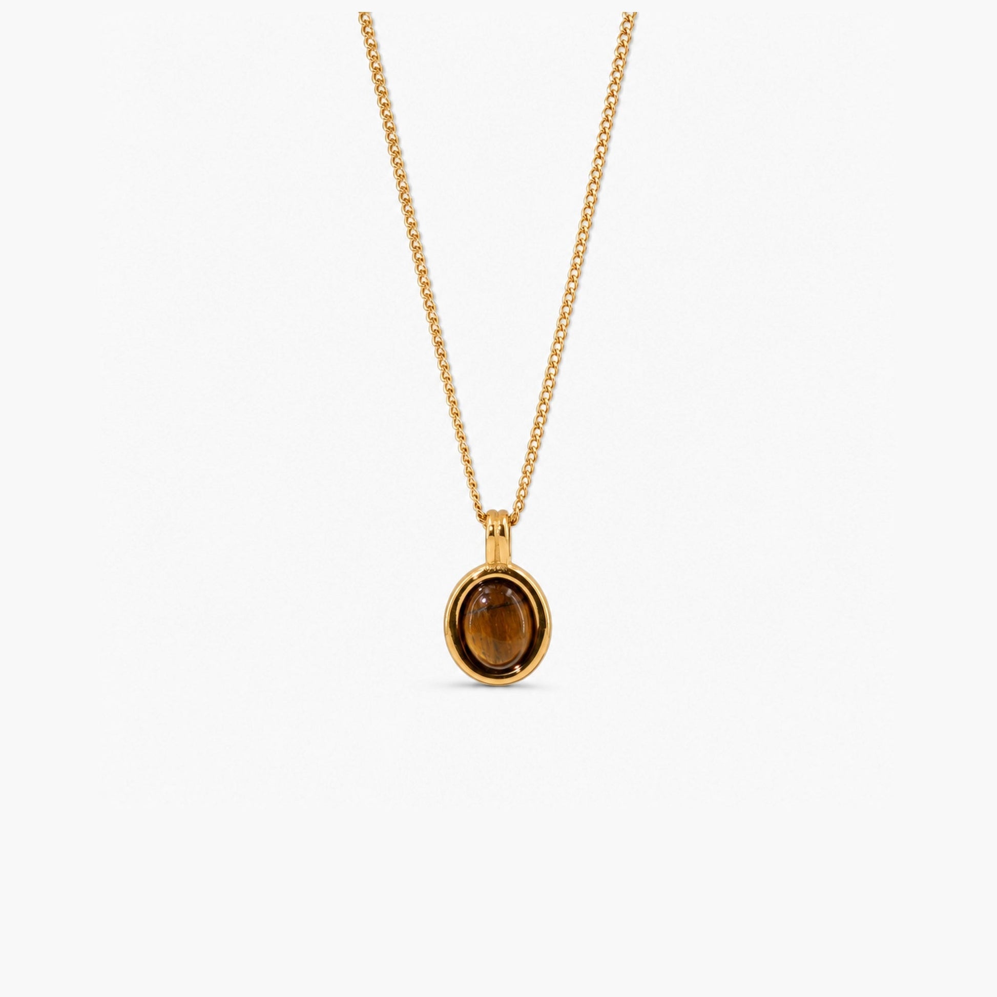 tiger's eye necklace in stainless steel, waterproof necklace for everyday wear