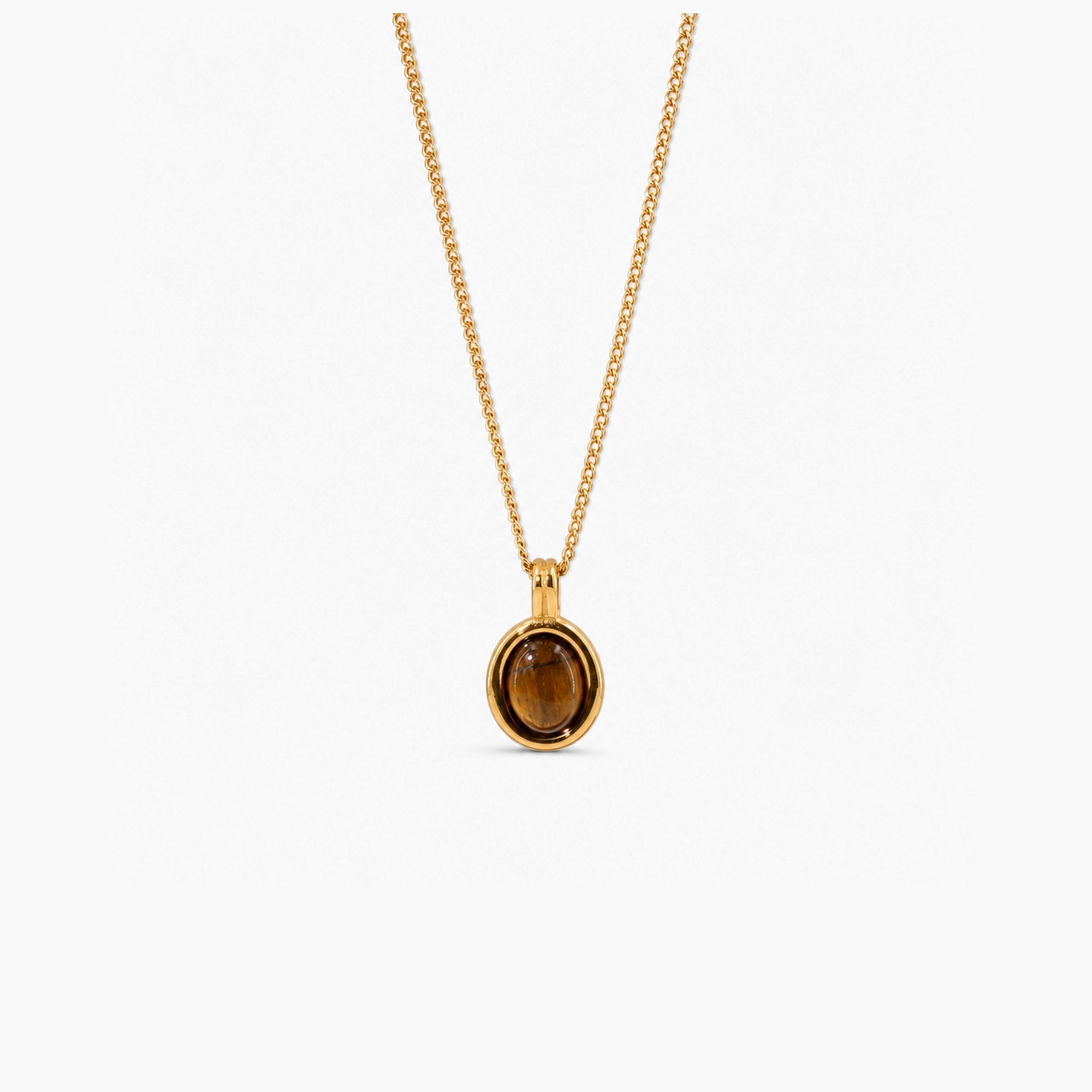 tiger's eye necklace in stainless steel, waterproof necklace for everyday wear