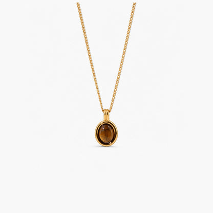 tiger's eye necklace in stainless steel, waterproof necklace for everyday wear