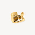Hypoallergenic Tiger's Eye Cuff Ring - Waterproof 18k Gold