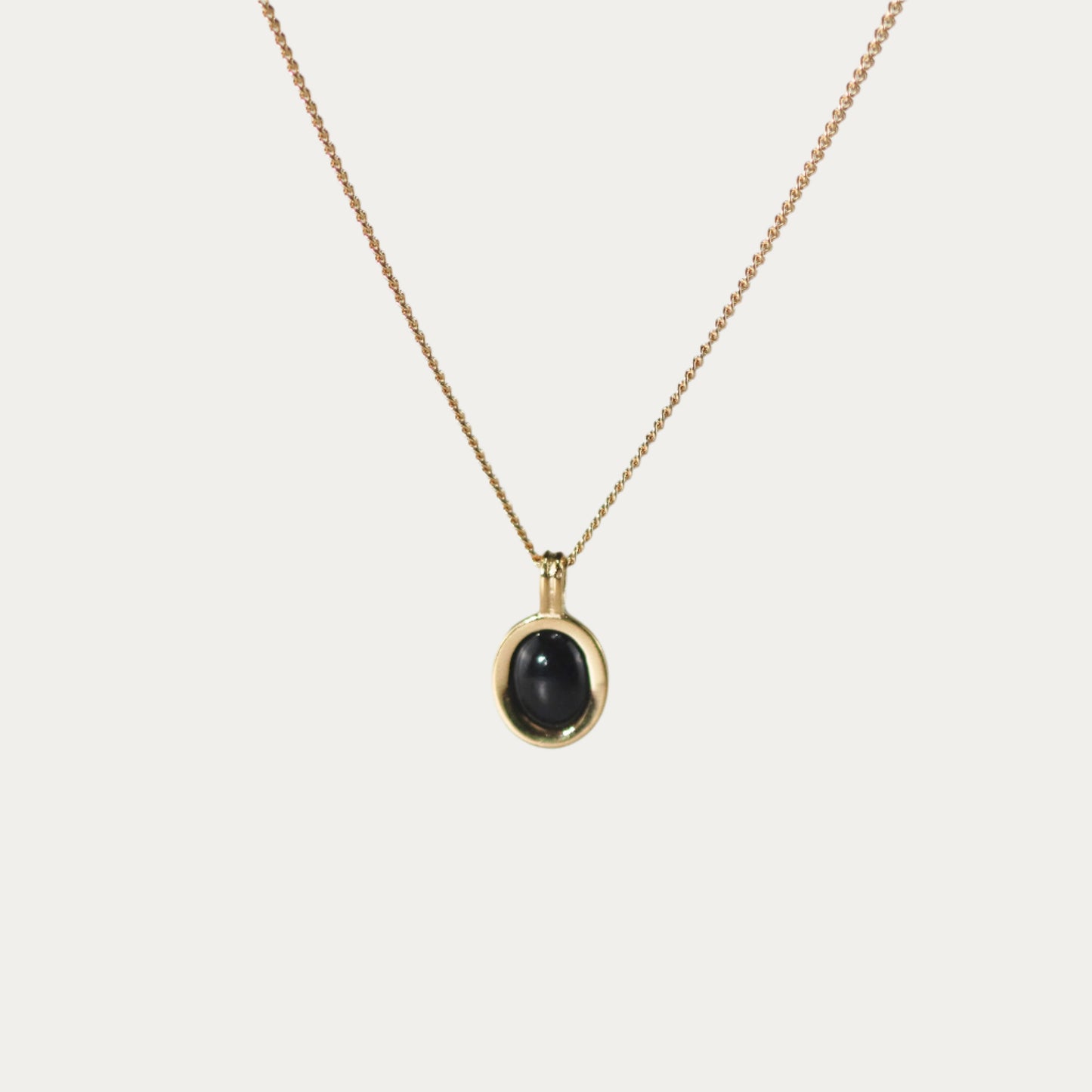 Tiny Black Onyx Necklace, waterproof 18k gold-plated stainless steel