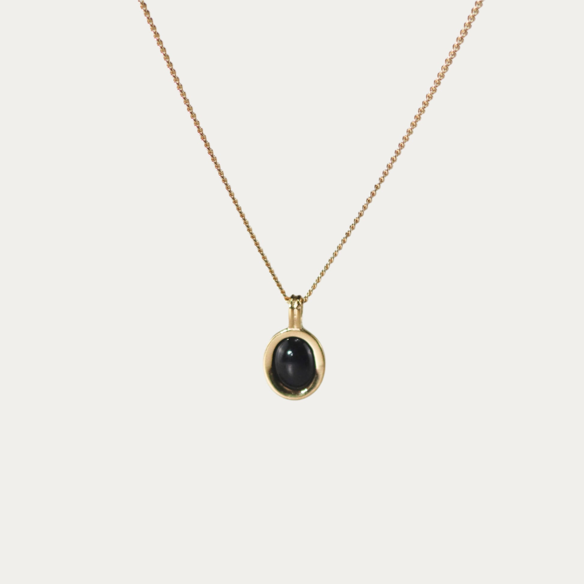 Tiny Black Onyx Necklace, waterproof 18k gold-plated stainless steel
