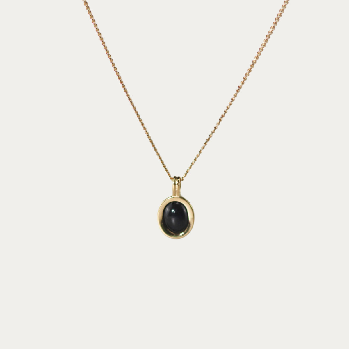 Tiny Black Onyx Necklace, waterproof 18k gold-plated stainless steel