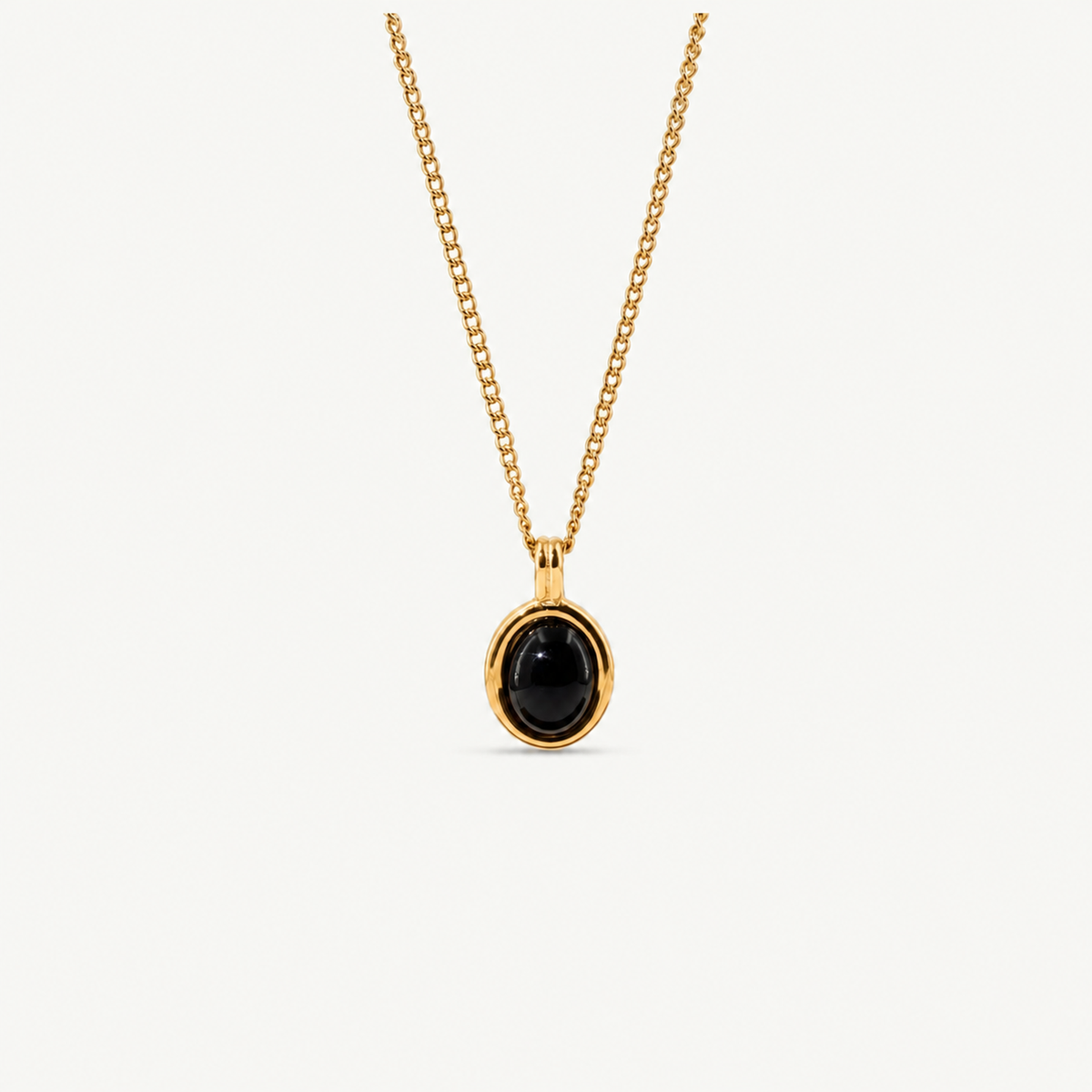 Tiny Black Onyx Necklace - Waterproof Stainless Steel Jewelry