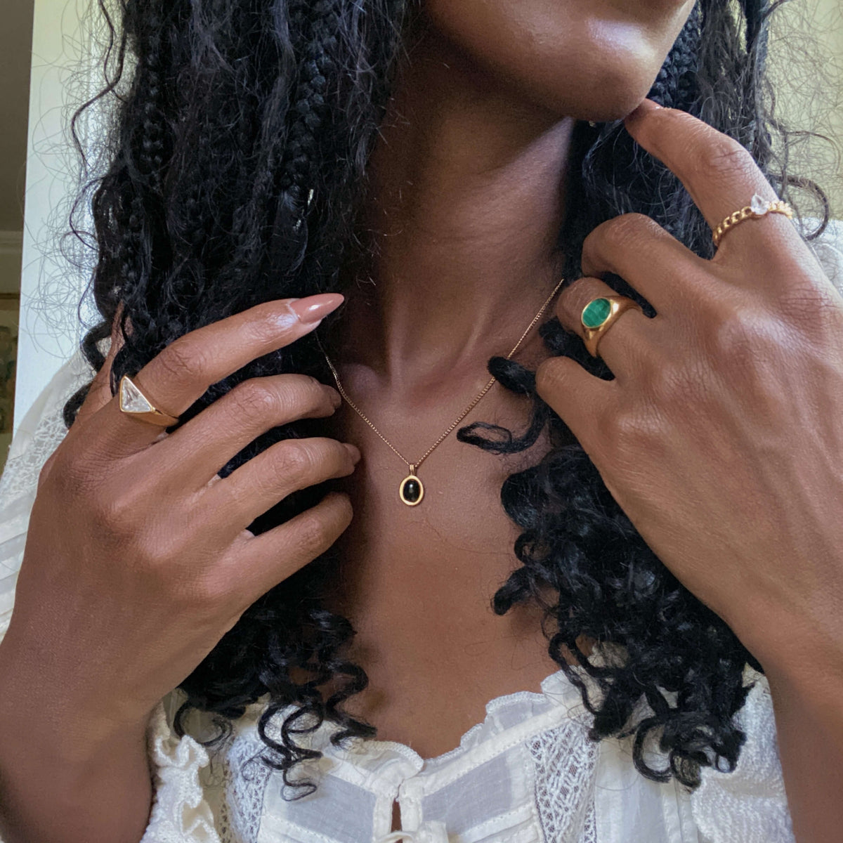 Tiny black onyx necklace