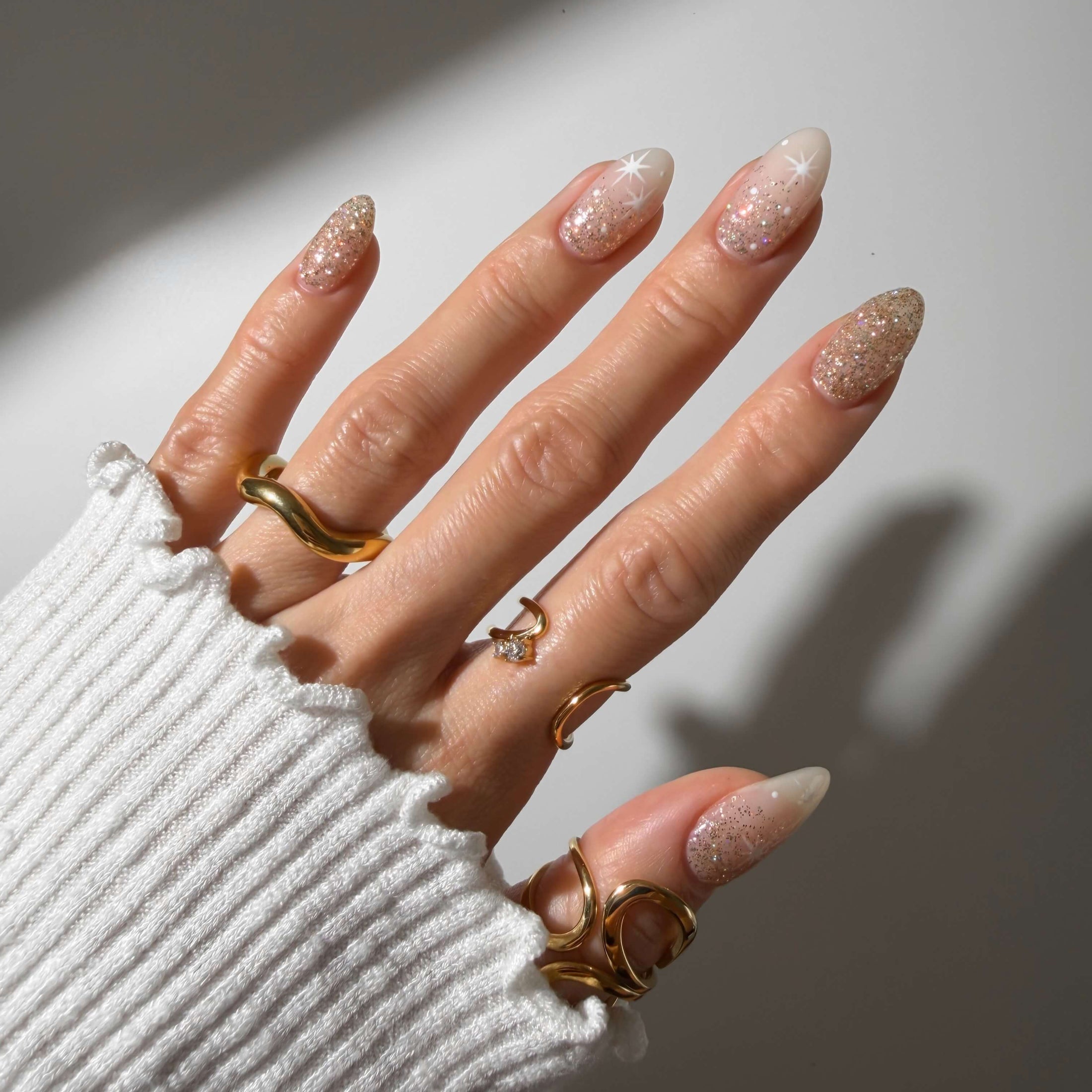 Vera Curve Twin Ring, waterproof 18k gold-plated stainless steel