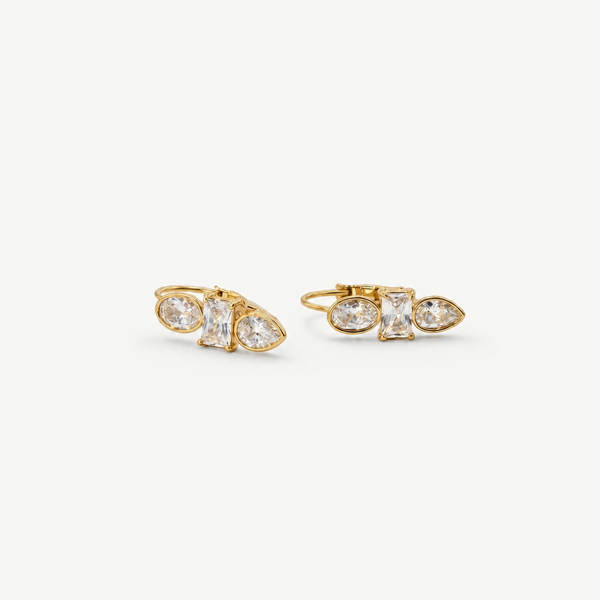 Trio Crystal Hoop Earrings
