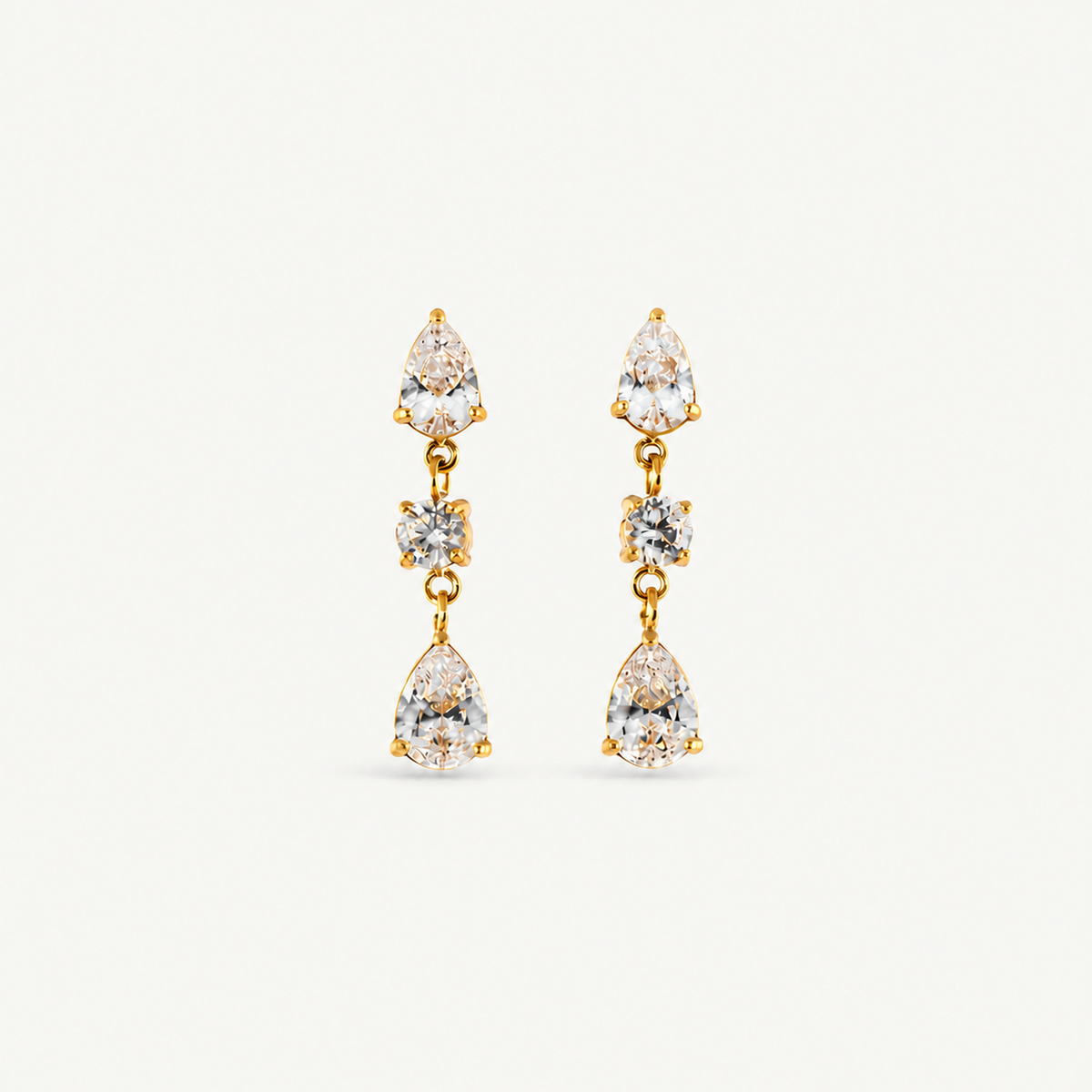 Triple CZ Drop Earrings