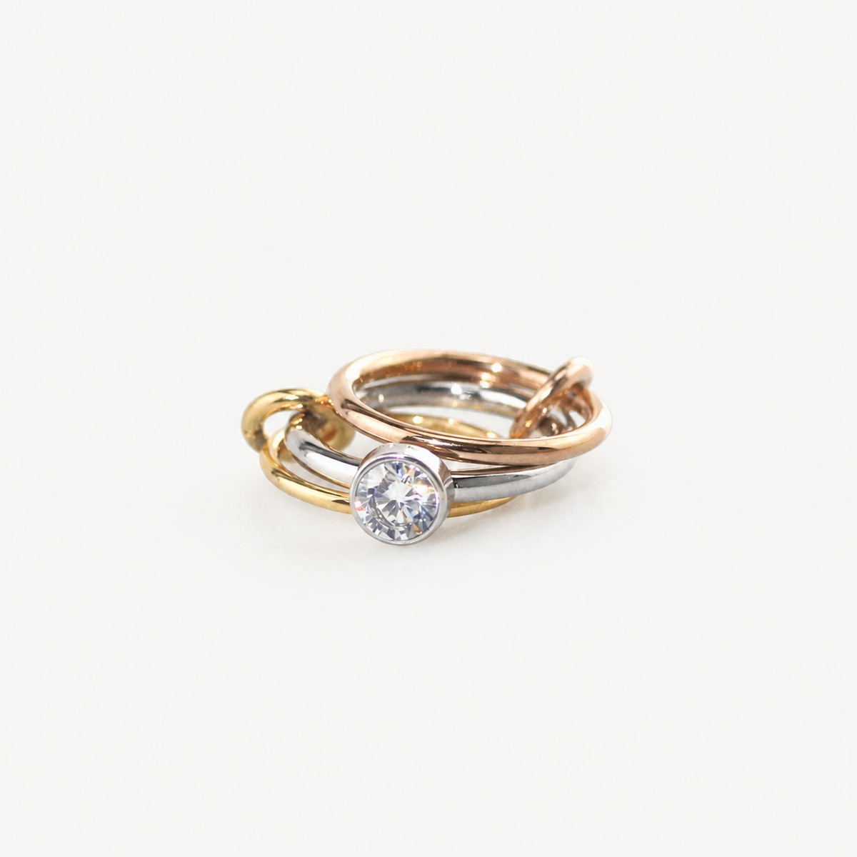 Triple Link Solitaire Ring