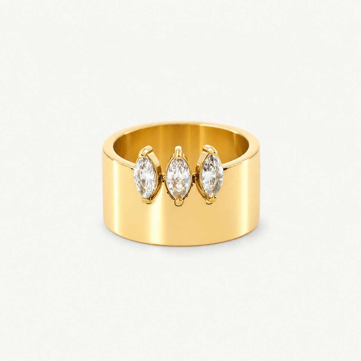 Triple Marquise CZ Band Ring - Waterproof & Tarnish-Free