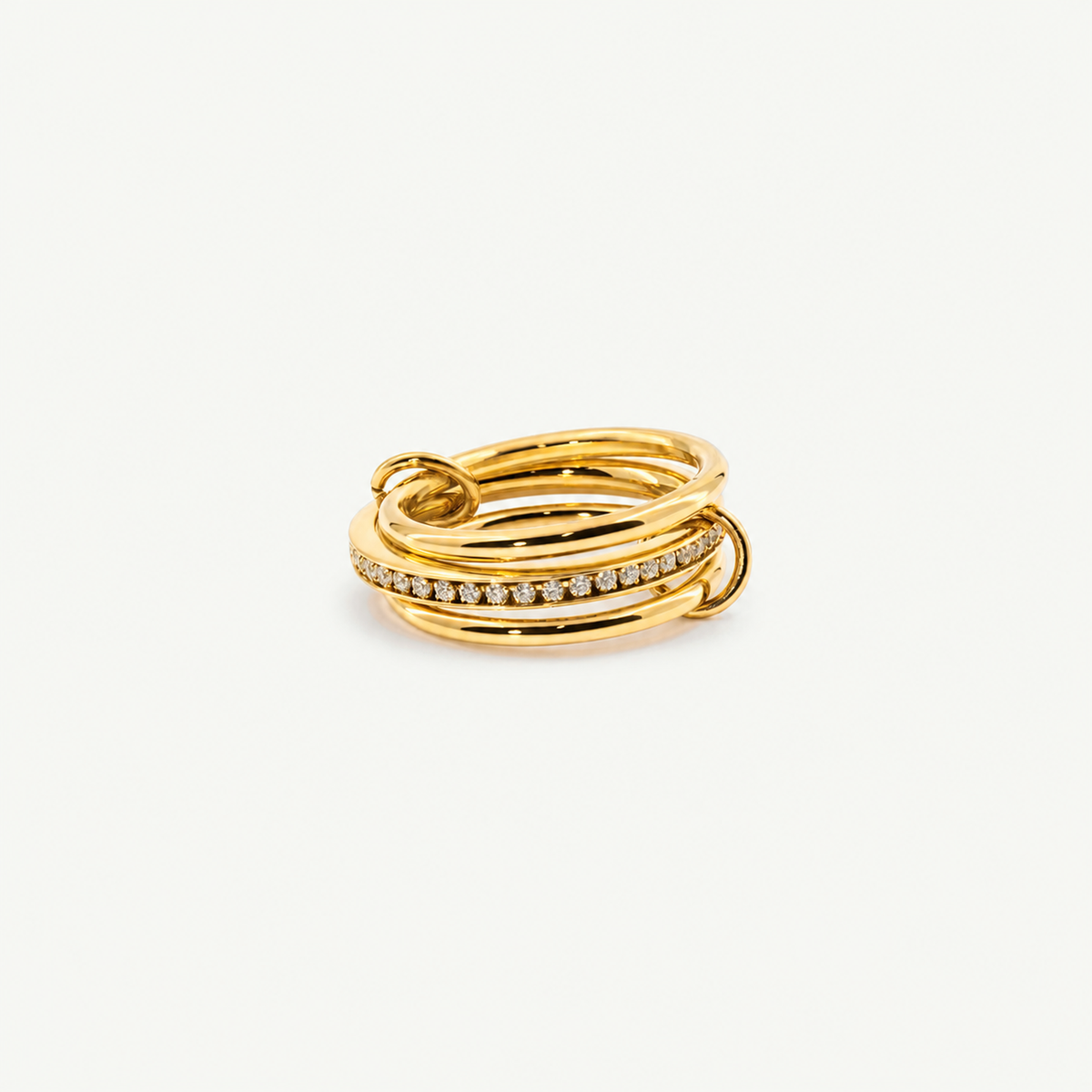 Gold Stacking Ring with Zircon Stones