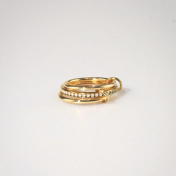 Waterproof Gold Stacking Ring with Zircon Stones