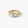 Mixed Cut Three Stone Ring - Open Gold Band