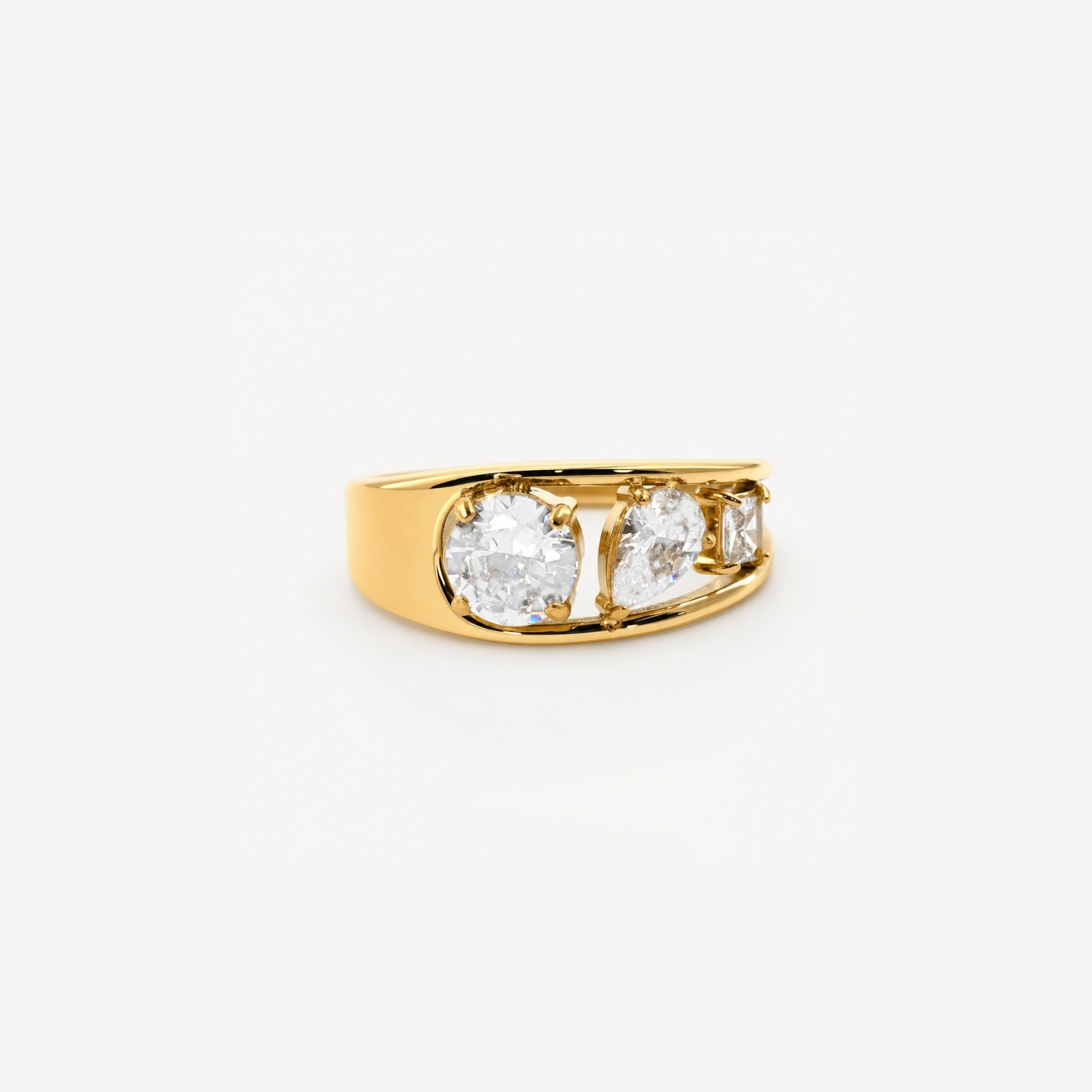 Mixed Cut Three Stone Ring