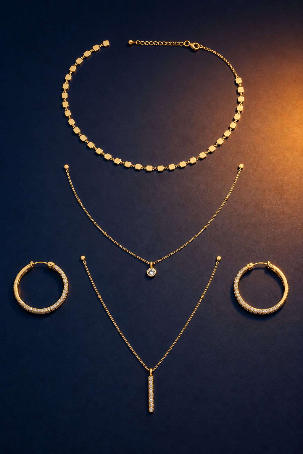Twilight River jewelry set — flat lay