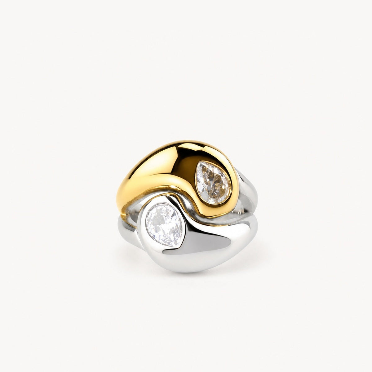 Two-Tone Pear Ring
