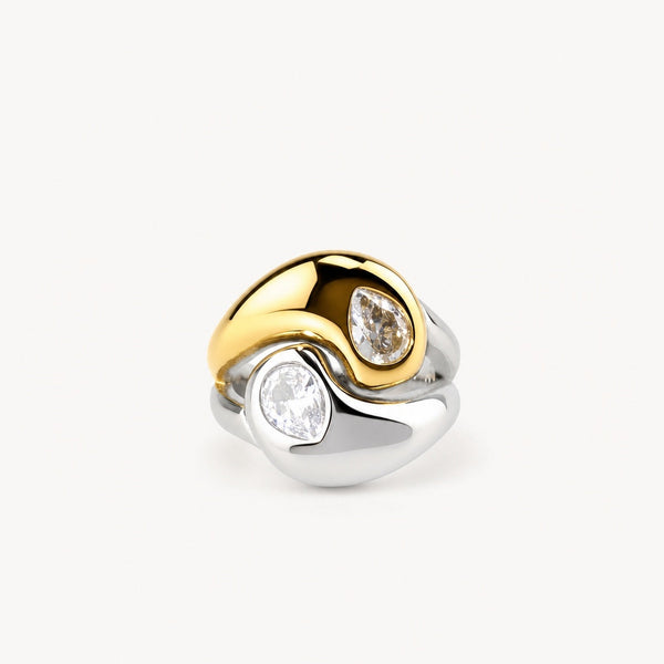Two-Tone Pear Ring — Waterproof Chunky Stacker