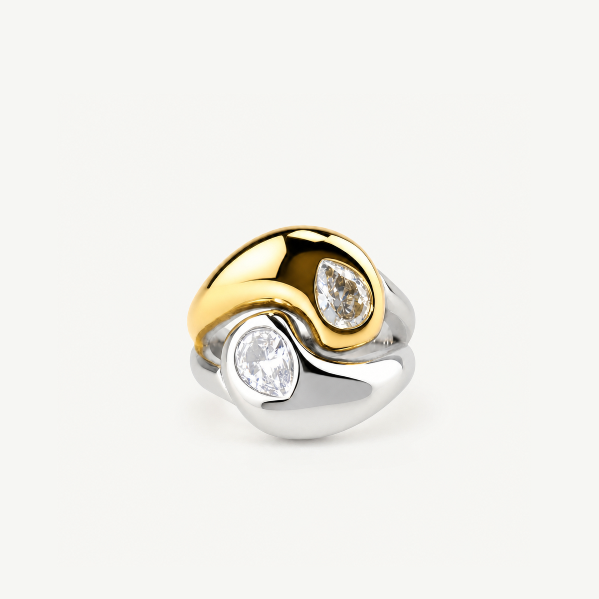 Two-Tone Pear Ring