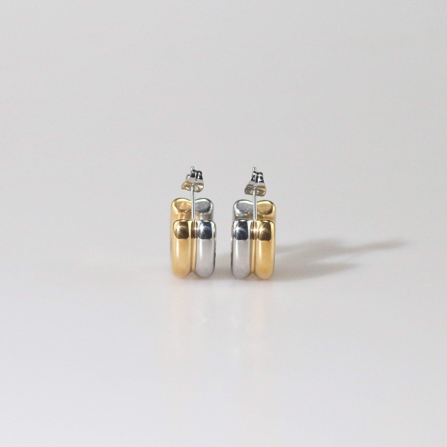 Two Tone Small Hoop Earrings, waterproof 18k gold-plated stainless steel