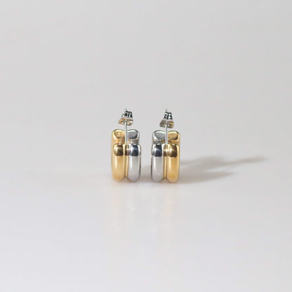 Two Tone Small Hoop Earrings, waterproof 18k gold-plated stainless steel