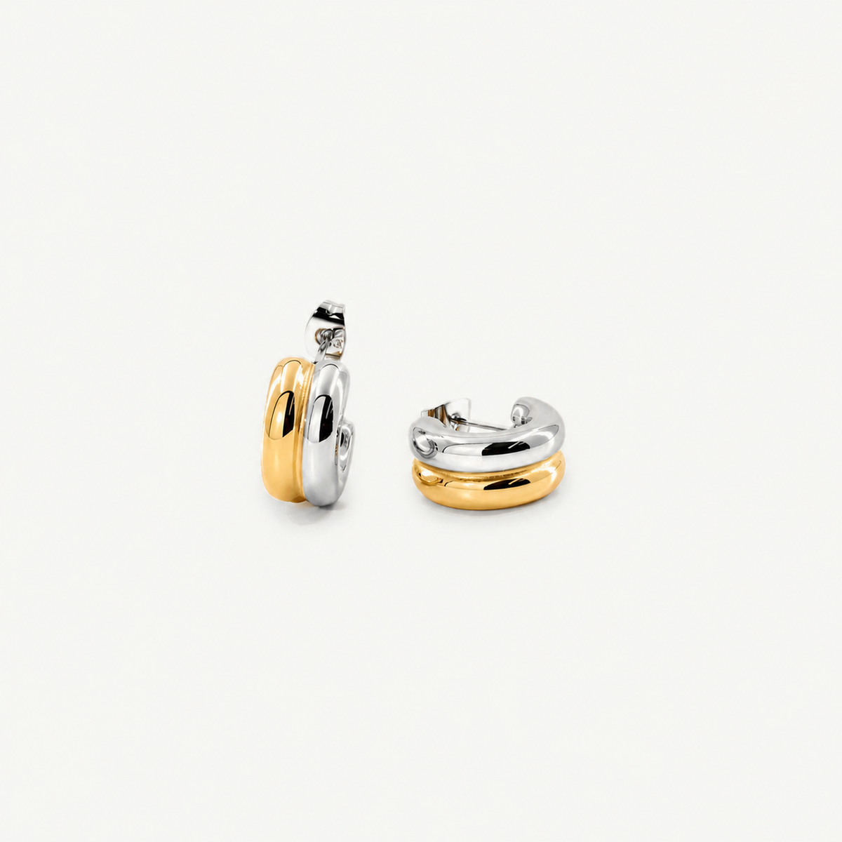 Two Tone Small Hoop Earrings - Waterproof 14mm & 16mm