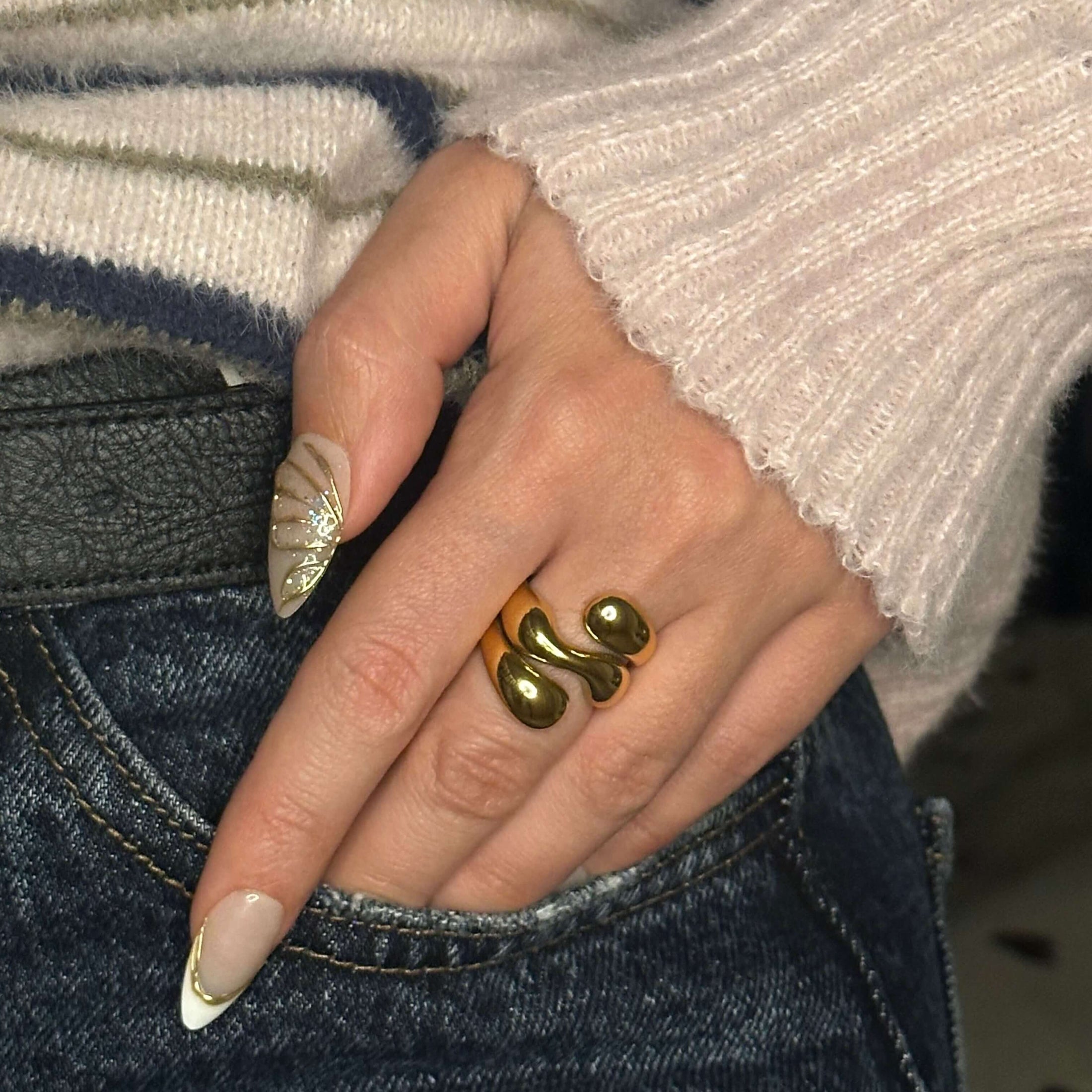 Puffy Coil Ring, waterproof 18k gold-plated stainless steel