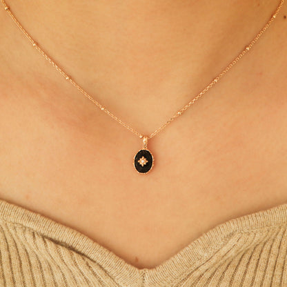 Vintage style black onyx starburst necklace