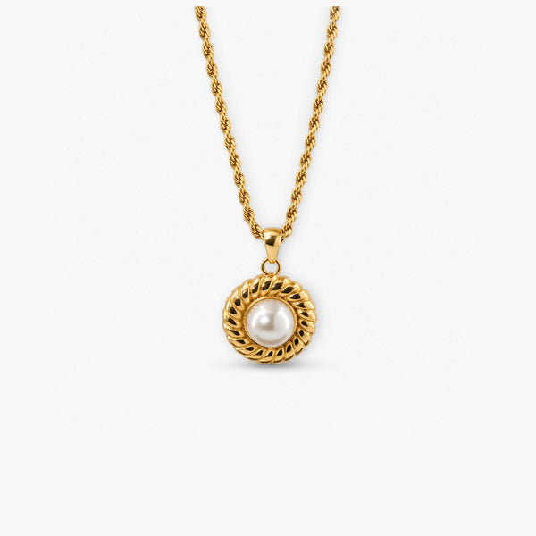 Vintage Pearl Pendant Necklace – Waterproof & Tarnish-Free