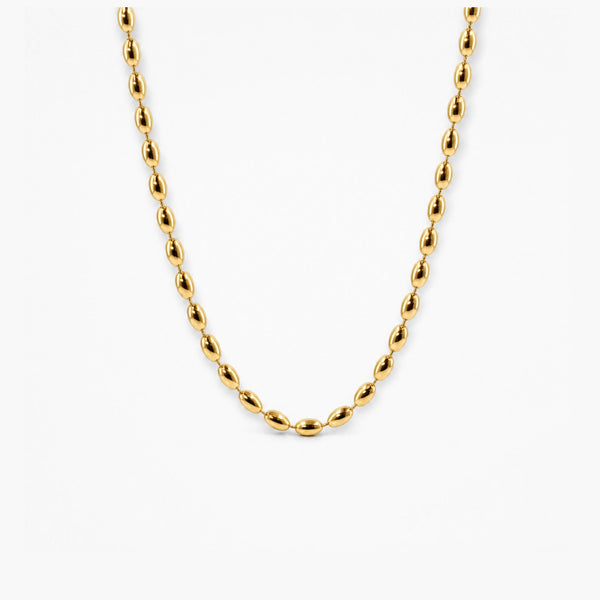 Dainty Rice Bead Necklace — Waterproof 4mm Gold