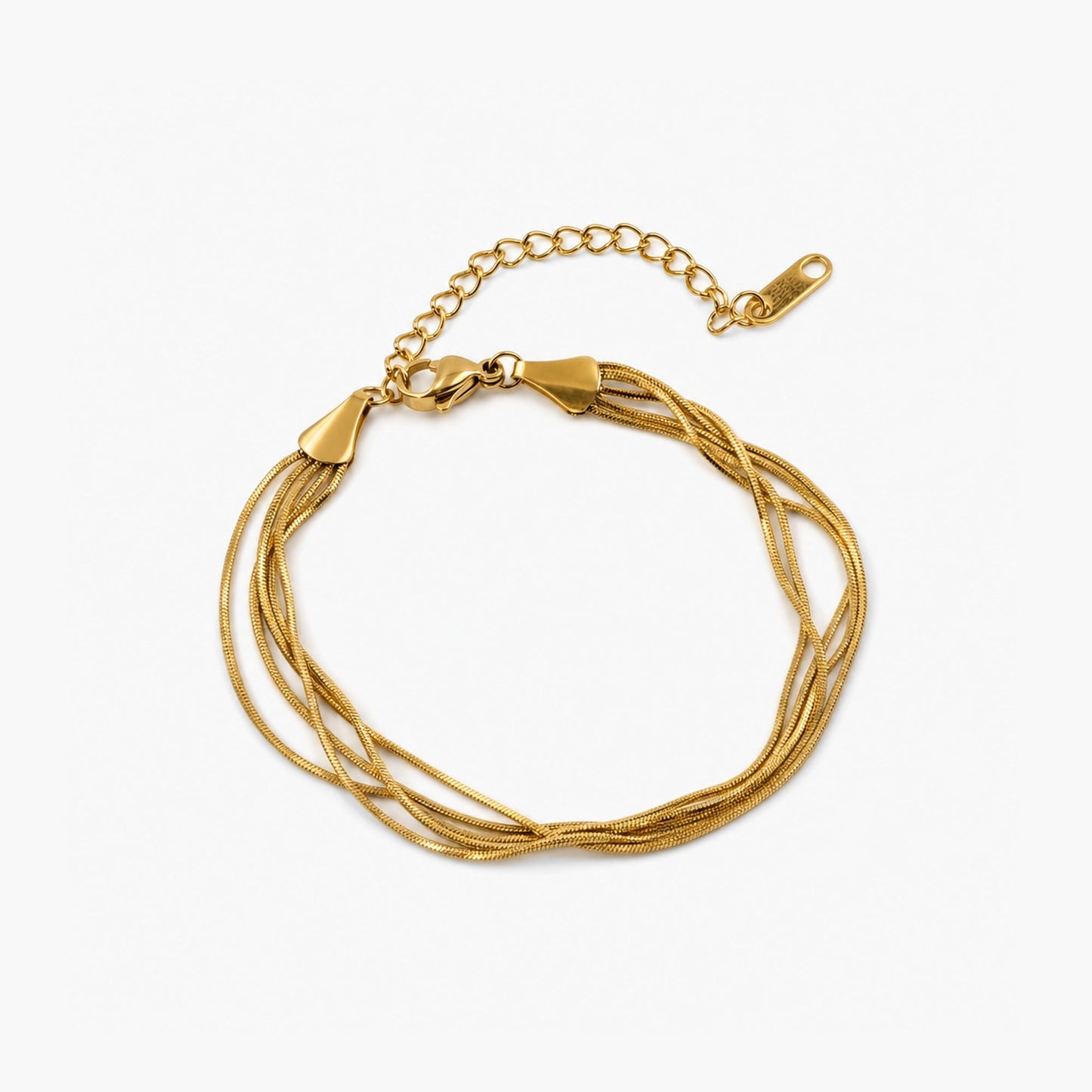 Mehrlagiges Schlangenketten-Armband — wasserfester, vergoldeter Edelstahl