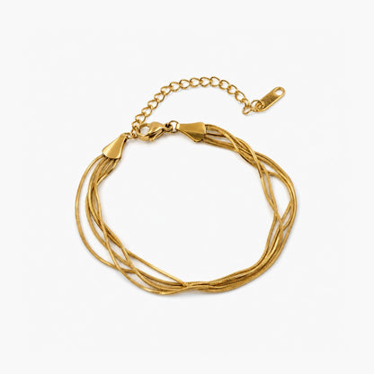 Mehrlagiges Schlangenketten-Armband — wasserfester, vergoldeter Edelstahl