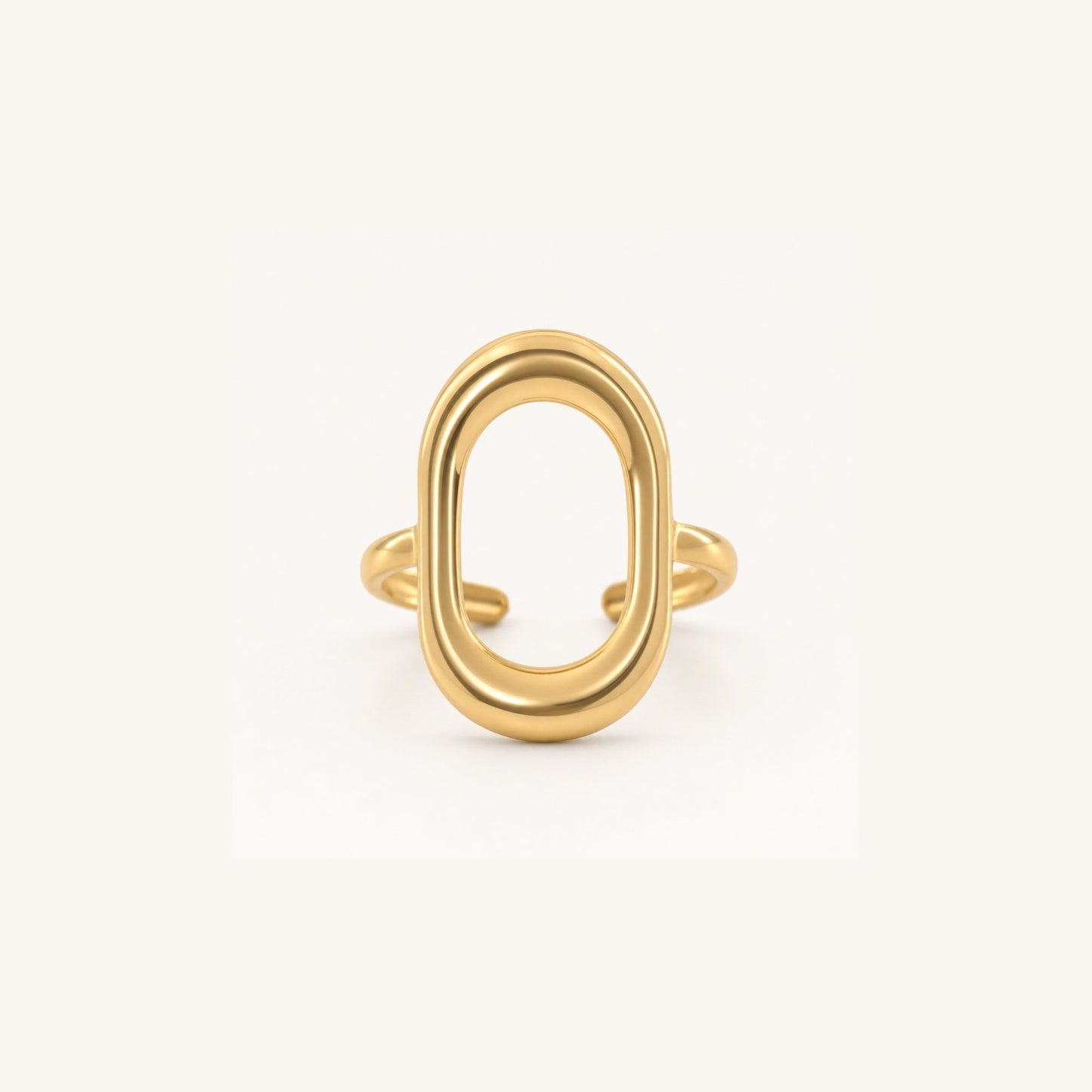 Offener ovaler Ring – Wasserfestes Gold, verstellbarer 316L Edelstahl