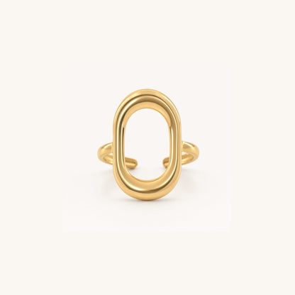 Offener ovaler Ring – Wasserfestes Gold, verstellbarer 316L Edelstahl