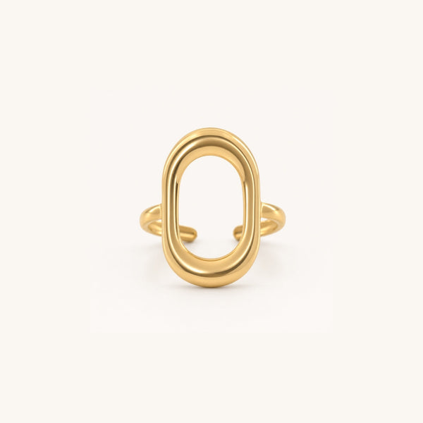 Open Oval Ring — Waterproof Gold, Adjustable 316L