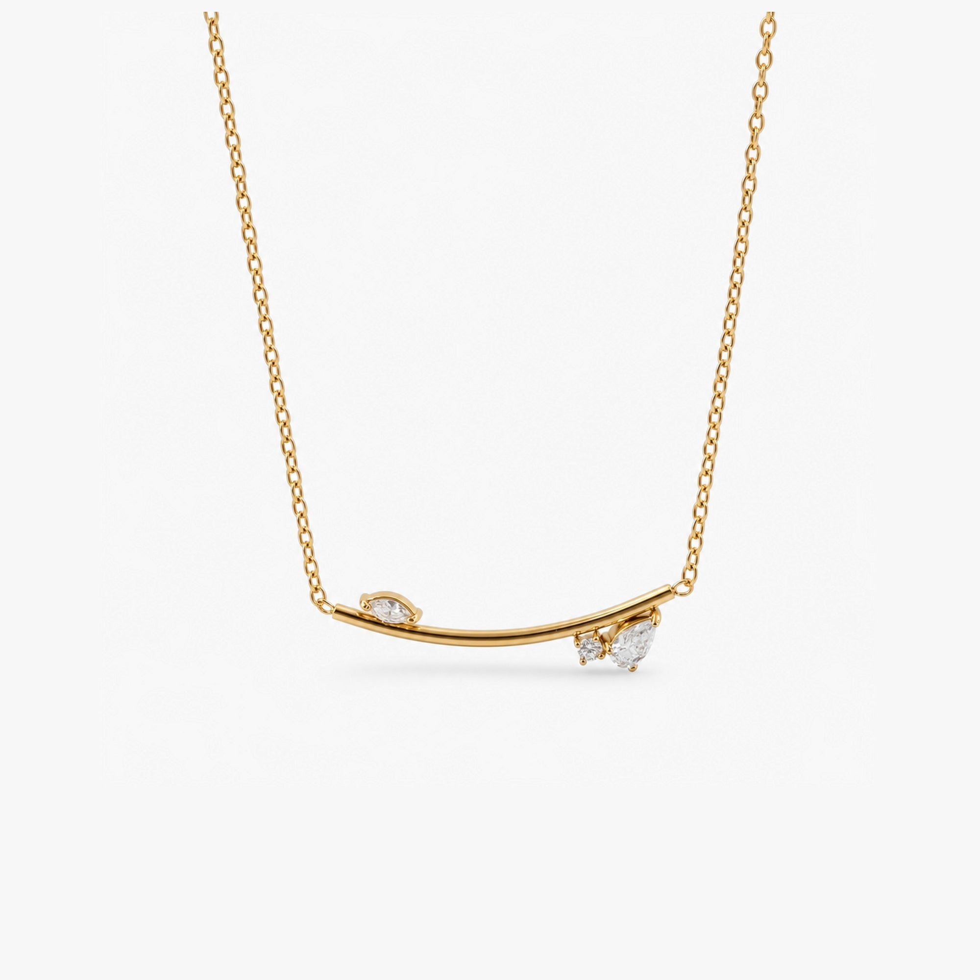 Faye Sparkling Curved Bar Necklace