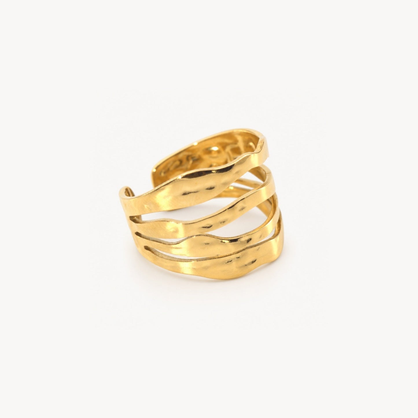 Gehämmerter mehrreihiger Ring — Wasserfestes 18k Gold Edelstahl