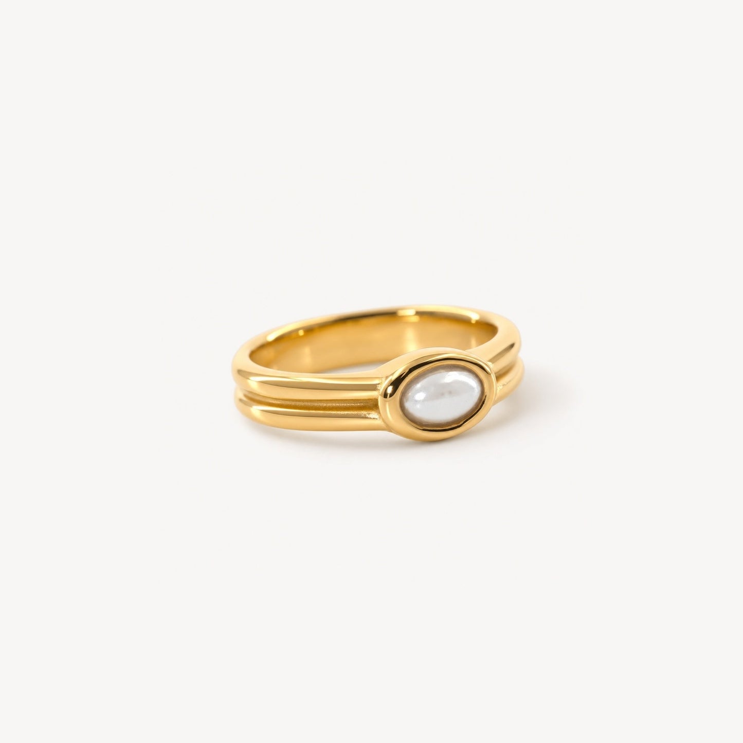 Perlen-Stapelring — Wasserfester 18k vergoldeter Edelstahl